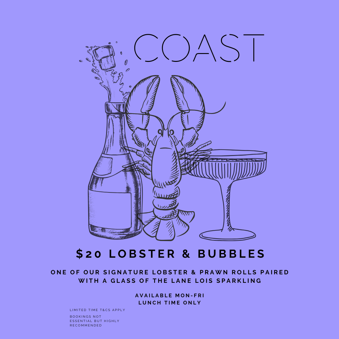 Lobster roll and bubbles